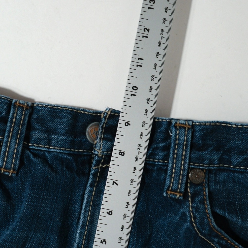 Ariat M5 Jeans Mens 30x32 Blue Low Rise Straight Western Cowboy Fade Stitching - Picture 15 of 16